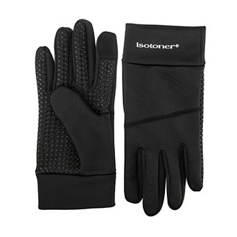 Men's isotoner Touchscreen Faux Leather Gloves with Ribbed Cuff