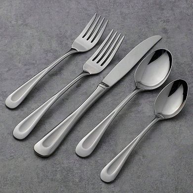 Desert-Inspired Sandblasted Stainless Flatware 45pc Set with Serving Pieces