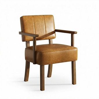 ANIXOL Mid-Century Vertical-Textured PU Upholstered Dining Chair Set