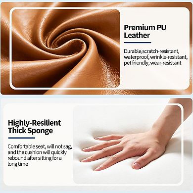 ANIXOL Mid-Century Vertical-Textured PU Upholstered Dining Chair Set