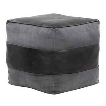 Loheer Mixed Material Square Ottoman Footrest Accent Seat