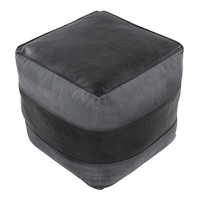 Loheer Mixed Material Square Ottoman Footrest Accent Seat