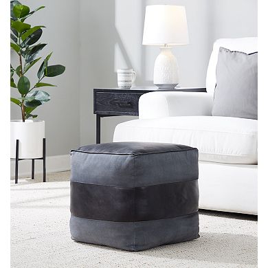Loheer Mixed Material Square Ottoman Footrest Accent Seat