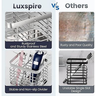Wall Mounted Toothbrush Holder, Stainless Steel Bathroom Organizer