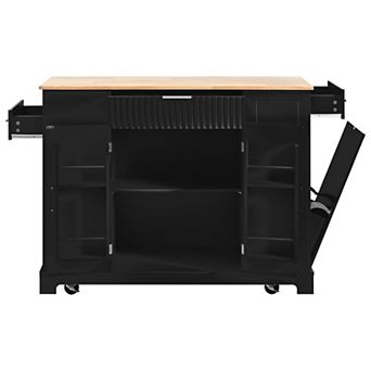 48.5 in Kitchen Island with Storage Cabinet ,5 Wheels and 3 Drawers