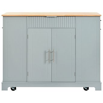 48.5 in Kitchen Island with Storage Cabinet ,5 Wheels and 3 Drawers