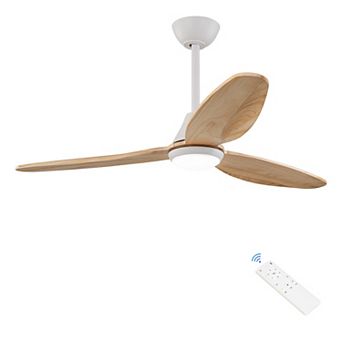 C Cattleya 48-Inch Integrated LED Satin Nickel Wood Ceiling Fan with Color Changing Technology