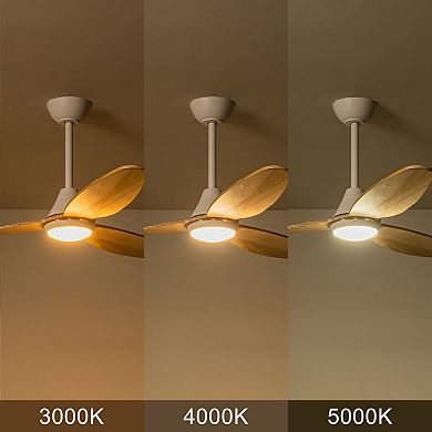 C Cattleya 48-Inch Integrated LED Satin Nickel Wood Ceiling Fan with Color Changing Technology