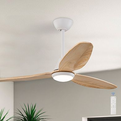 C Cattleya 48-Inch Integrated LED Satin Nickel Wood Ceiling Fan with Color Changing Technology