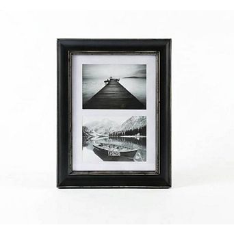 5x7 Matted 2-Opening Distressed Black Wood Collage Frame with 2 Mats