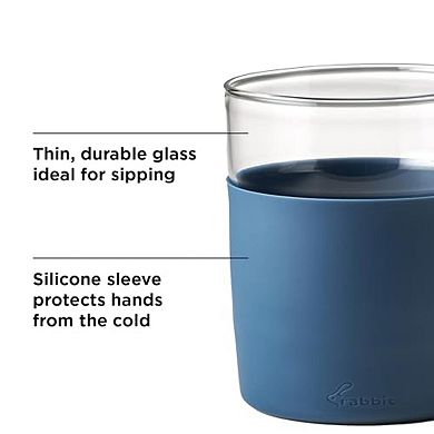 Rabbit Freezable Whiskey Glasses with Silicone Sleeves, Set of 2 - 8 oz Durable Barware