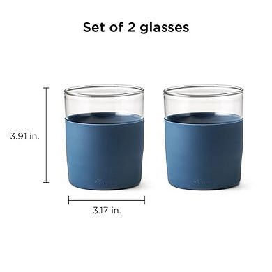 Rabbit Freezable Whiskey Glasses with Silicone Sleeves, Set of 2 - 8 oz Durable Barware