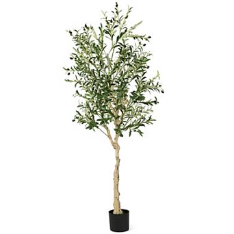Gymax Artificial Olive Tree 6 FT Tall Faux Olive Plants for Indoor and Outdoor