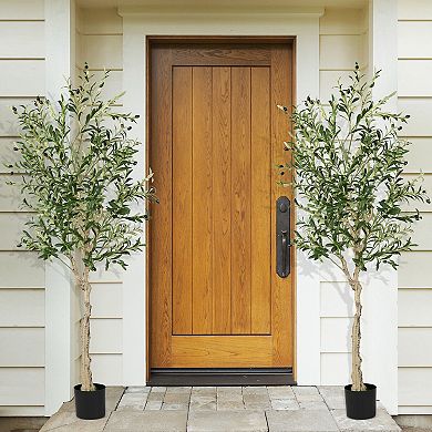 Gymax Artificial Olive Tree 6 FT Tall Faux Olive Plants for Indoor and Outdoor