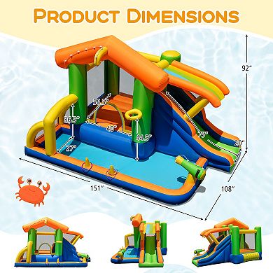 Gymax 8-in-1 Inflatable Bounce House Water Park w/ Slide Water Cannon ...