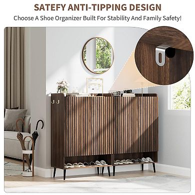 ANIXOL Handleless Modern Wood Grain Shoe Cabinet