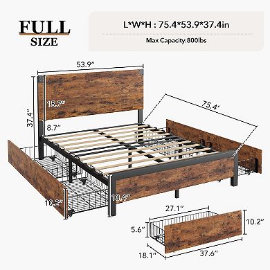 ANIXOL Platform Bed Frame with Headboard