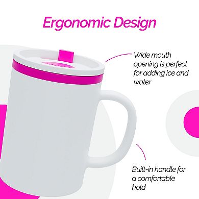 Copco Desk Mug 16 oz - Durable BPA-Free, Microwave & Dishwasher Safe (Pink)