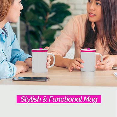 Copco Desk Mug 16 oz - Durable BPA-Free, Microwave & Dishwasher Safe (Pink)