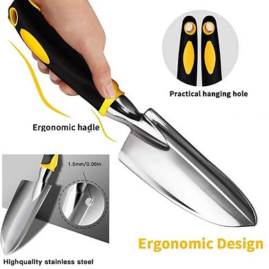 Garden Tools Set with Pruning Shears Hand Trowel Transplanter Hand Rake Gardening Gloves 5 Pcs