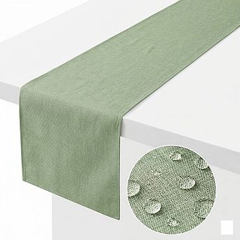 Green Outdoor Tablecloth, Linen-Textured, Stain-Resistant, Wrinkle-Resistant