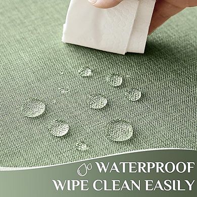 Green Outdoor Tablecloth, Linen-Textured, Stain-Resistant, Wrinkle-Resistant