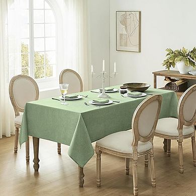 Green Outdoor Tablecloth, Linen-Textured, Stain-Resistant, Wrinkle-Resistant