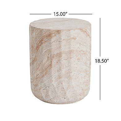 Beige Outdoor Light Weight Concrete Side Table End Table for Backyard