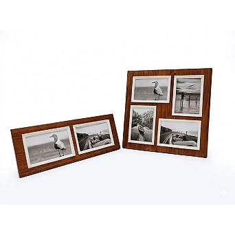 4x6 2-Opening & 4x6 4-Opening Black Wood Photo Frame Set of 2