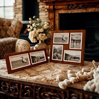 4x6 2-Opening & 4x6 4-Opening Black Wood Photo Frame Set of 2