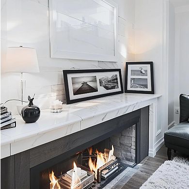 5x7 Matted 2-Opening & 8x10 2-Opening Black Wood Photo Frame Set of 2