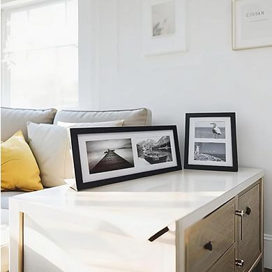 5x7 Matted 2-Opening & 8x10 2-Opening Black Wood Photo Frame Set of 2