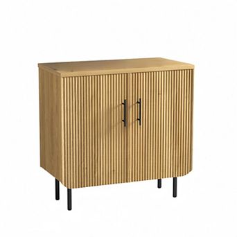 Buffet Cabinet Set of 2, Fluted Sideboard with 2 Doors & Shelves, Storage Cabinets for Living Room