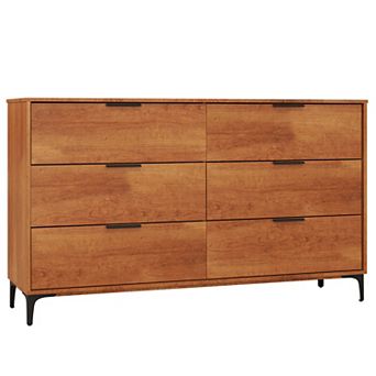Gymax 6-Drawer Double Dresser w/ Interlock System Metal Support Legs Anti-tipping Kit