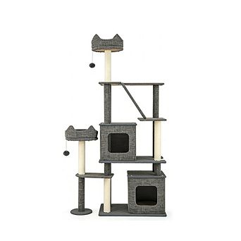 Gymax Cat Tree for Indoor Cats Modern Multi-Level Cat Tower Activity Center