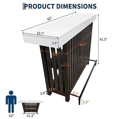 ANIXOL Farmhouse Storage Bar Table