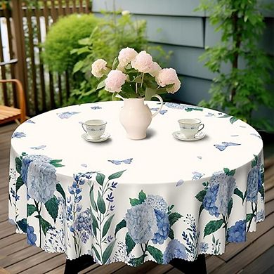 Round Summer Tablecloth, Polyester, Waterproof, Stain-Resistant, Wrinkle-Free