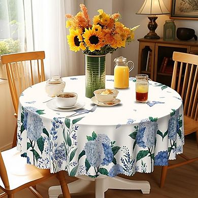 Round Summer Tablecloth, Polyester, Waterproof, Stain-Resistant, Wrinkle-Free