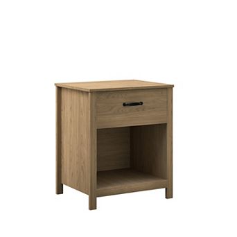 KWPZQEB Farmhouse Nightstand with Drawer and Open Shelf, Bedside Table with Storage for Bedroom