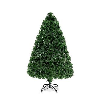 Gymax Fiber Optic 4'Artificial Christmas Tree PVC Material Metal Stand Holidy Decoration