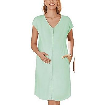 Ekouaer Labor and Delivery Gown for Hospital Nursing Nightgown Maternity Sleepwear With Pockets