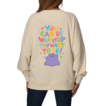 Women's Pokémon Ditto Oversized Fleece Crew Sweatshirt