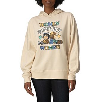 Women's Peanuts Women Support Women Oversized Fleece Hoodie Sweatshirt