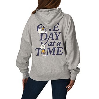 Women's Peanuts One Day At A Time Oversized Fleece Hoodie Sweatshirt