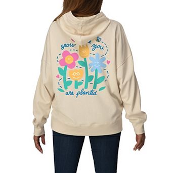 Women's Peanuts Grow Where You Are Planted Oversized Fleece Hoodie Sweatshirt