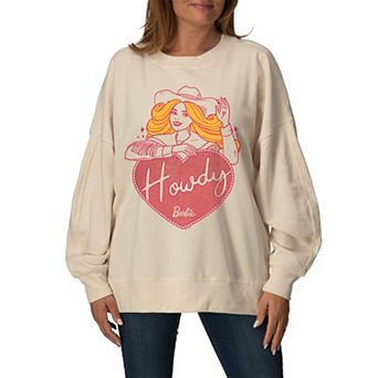 Women's Barbie Howdy Oversized Fleece Crew Sweatshirt