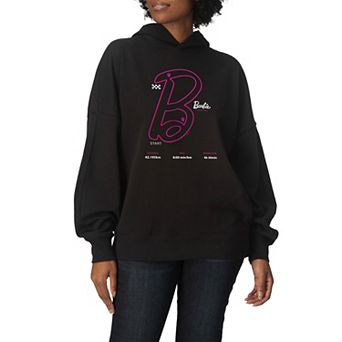 Women's Barbie Marathon Logo Oversized Fleece Hoodie Sweatshirt