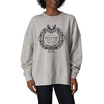 Women's Emily in Paris Champagne Label Oversized Fleece Crew Sweatshirt
