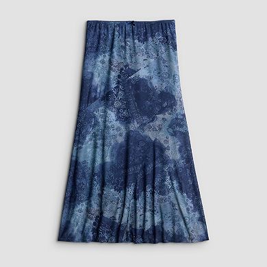 Juniors' Pink Rose Panel Mesh Midi Skirt
