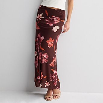 Juniors' Pink Rose Mesh Midi Skirt